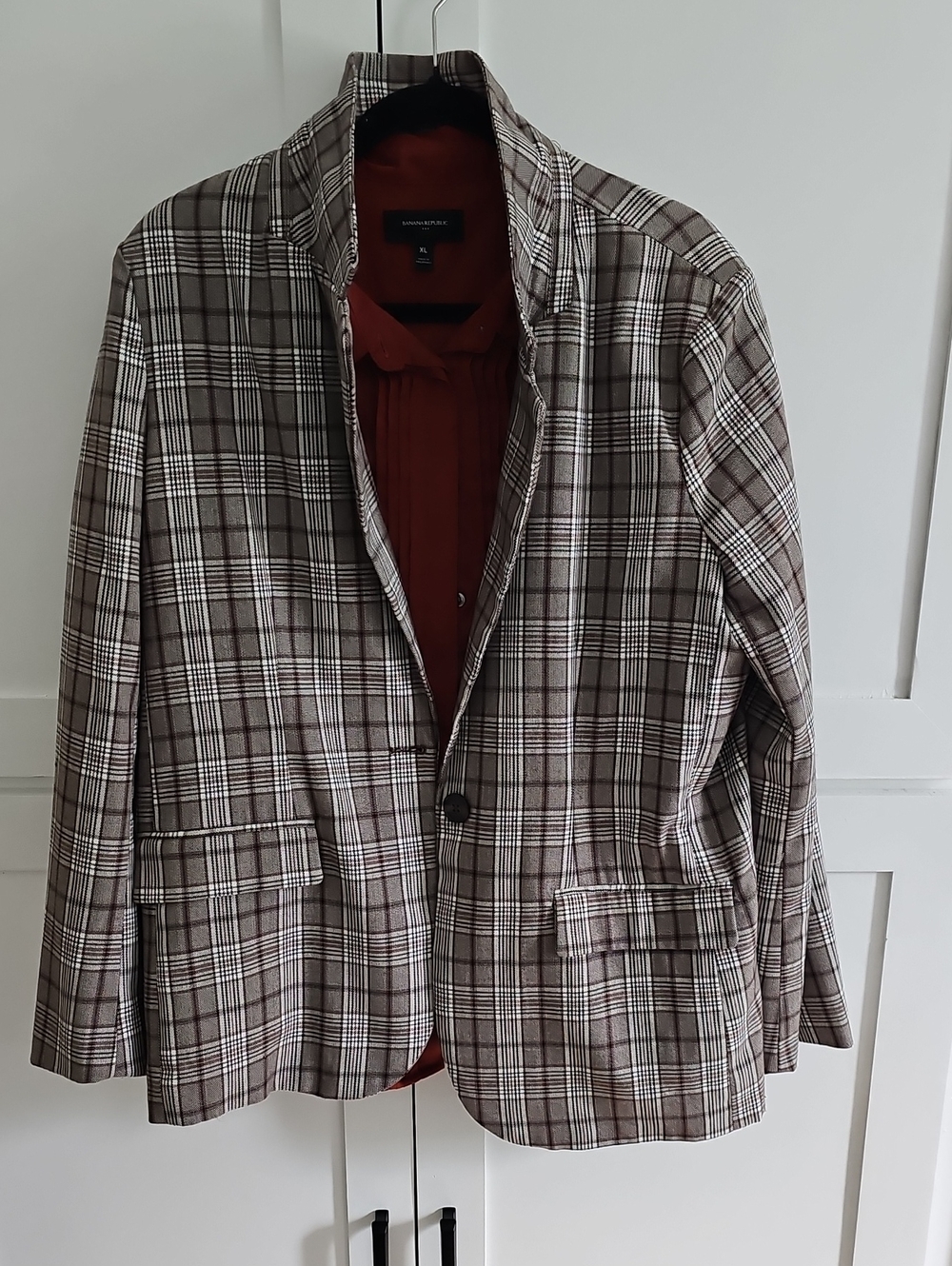 Plaid Blazer with Rust Lining